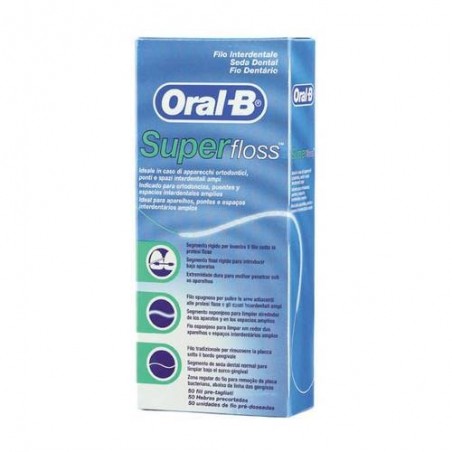 Procter & Gamble  Oral-B Superfloss Dental Floss Bridges Orthodontic  Appliances 50 Pre-Measured Threads