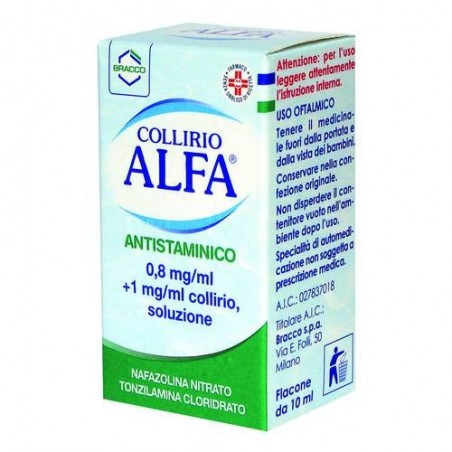 División farmacéutica de Bracco Spa  Gotas para los ojos Alpha  Antihistamínico 10 ml