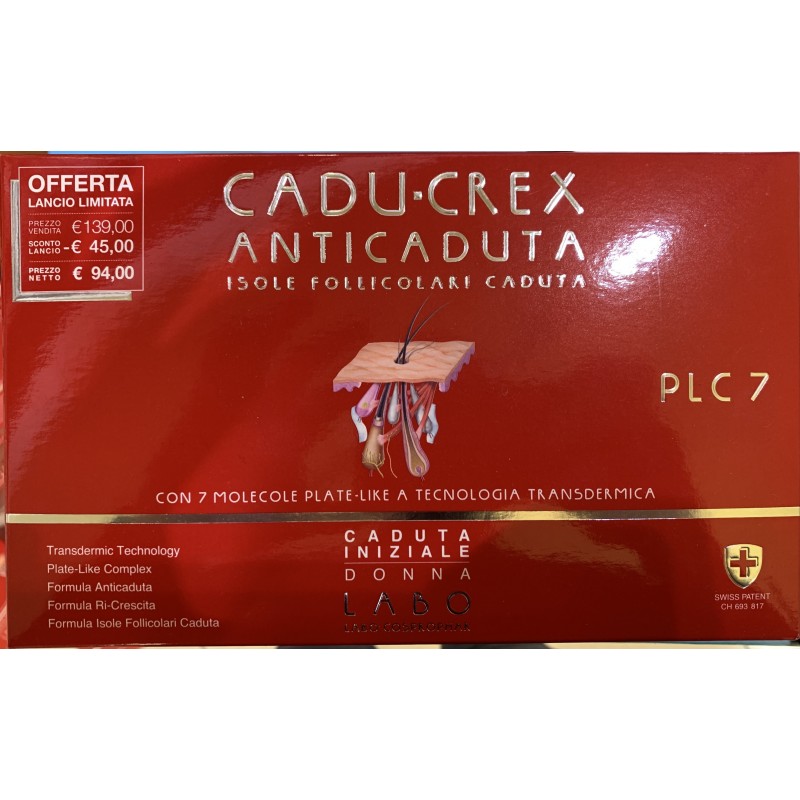 CADU-CREX PLC7 ANTICADUTA ISOLE FOLLICOLARI CADUTA INIZIALE DONNA 40 FIALE 3,5 ML