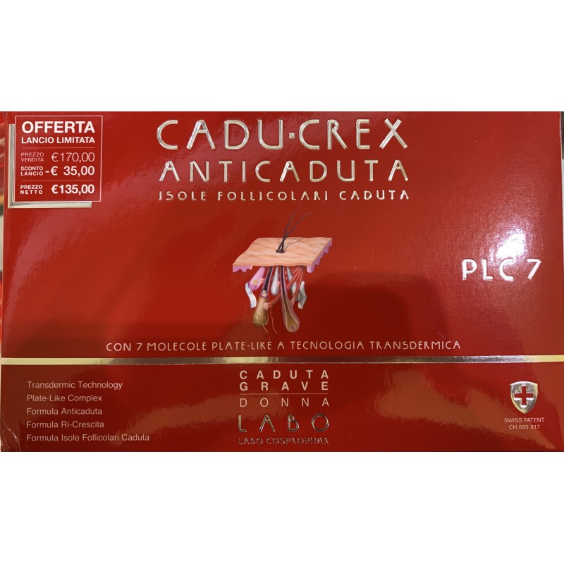 CADU-CREX PLC7 ANTICADUTA ISOLE FOLLICOLARI CADUTA GRAVE DONNA 20 FIALE 3,5 ML