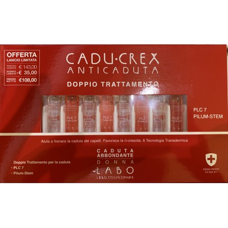 Cadu-Crex Anti-Chute PLC7 Pilum Tige Double Traitement Chute Abondante Femme 20 + 20 Ampoules